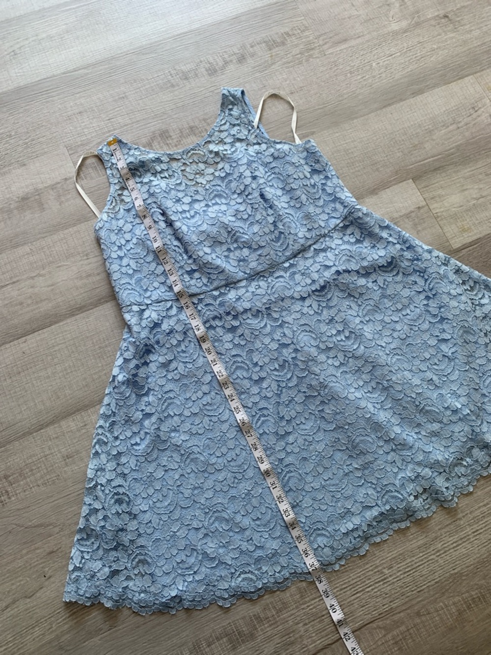 David's Bridal Light Blue Lace Floral Overlay - Picture 9 of 12